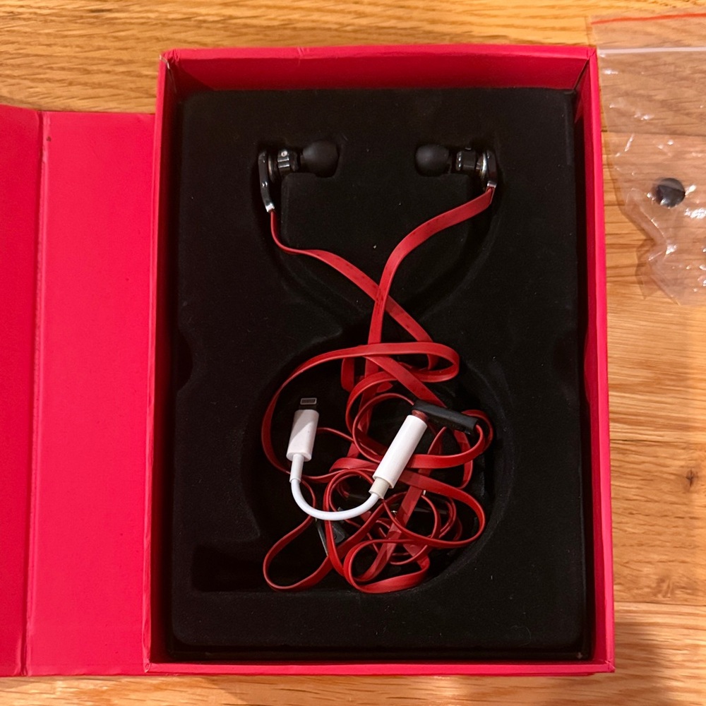 Beats by Dre Red and Black Earbud Headphones